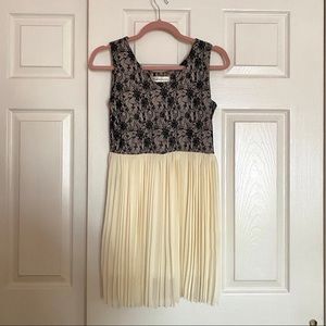 Black Lace and Cream Midi Dress